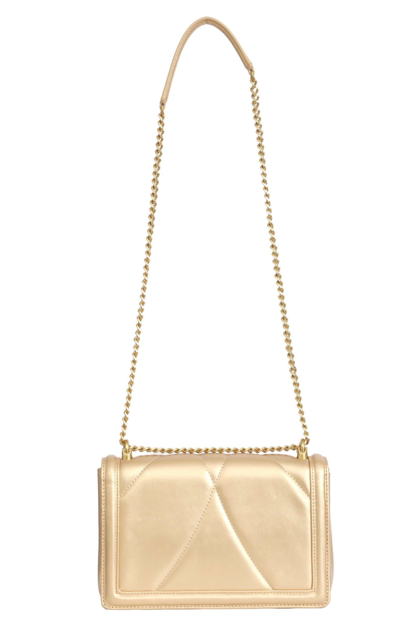 Dolce & Gabbana Devotion Quilted Golden Leather Crossbody Bag