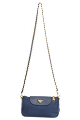 Prada Blue Nylon Tessuto And Saffiano Sling Bag