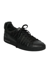 Louis Vuitton Size 8 Black Leather Croc-Embossed Luxembourg Trainers