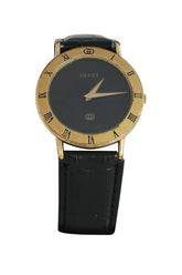 Gucci 30Mm 3000M Black Leather Watch