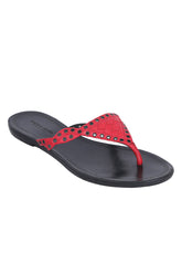 Bottega Veneta Red Leather Thong Sandals