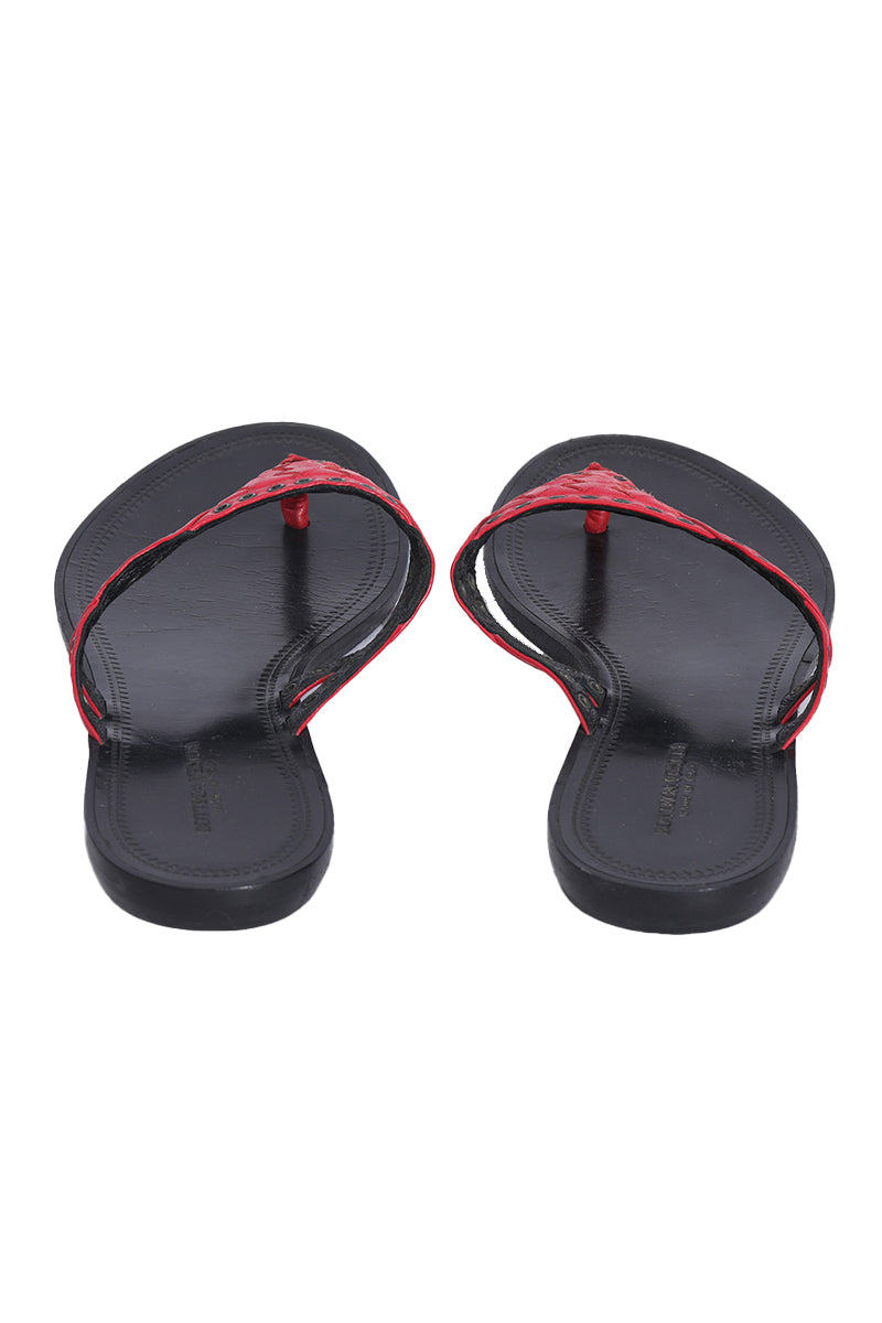 Bottega Veneta Red Leather Thong Sandals