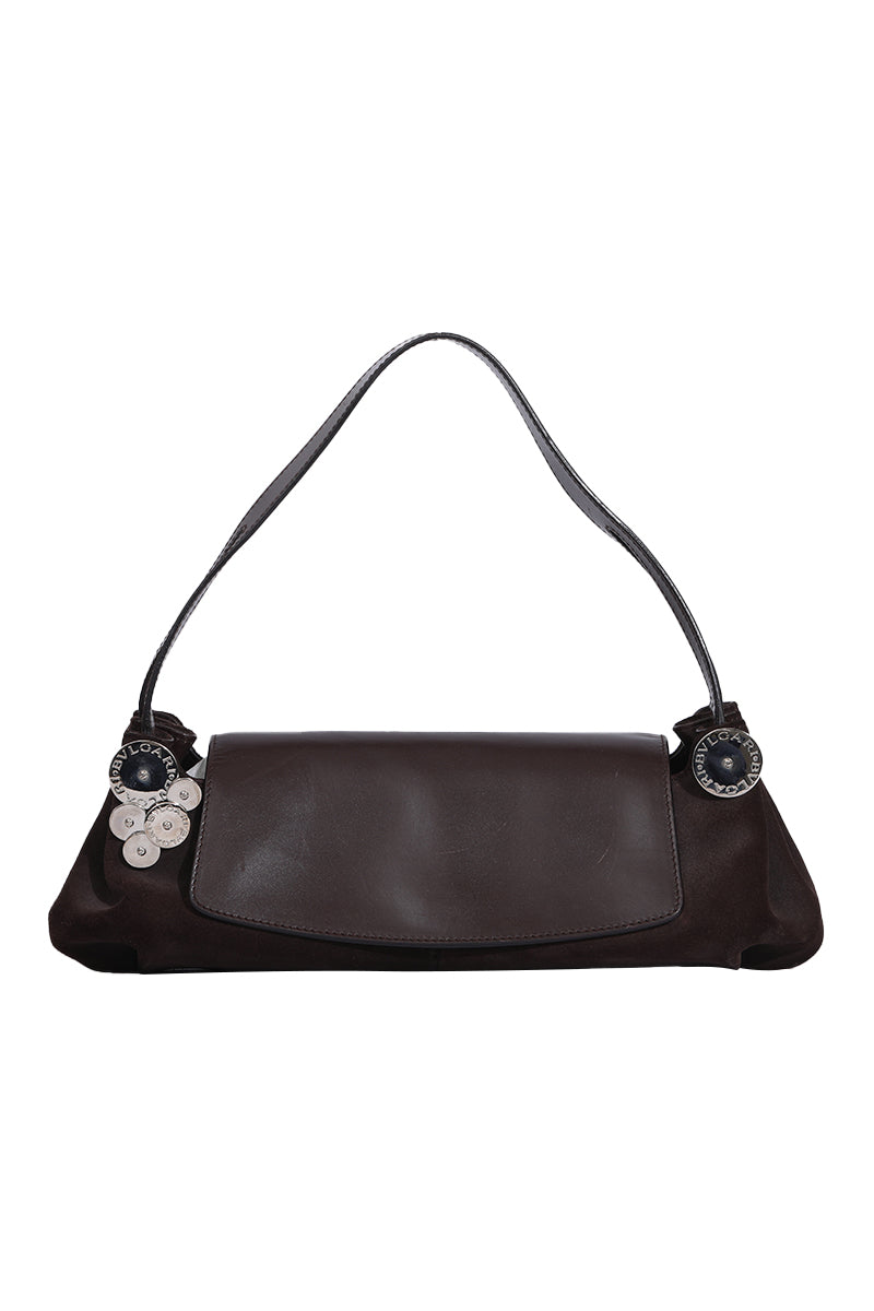 Bvlgari Brown Leather Suede Shoulder Bag