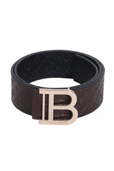 Balmain Logo Embossed Brown Belt