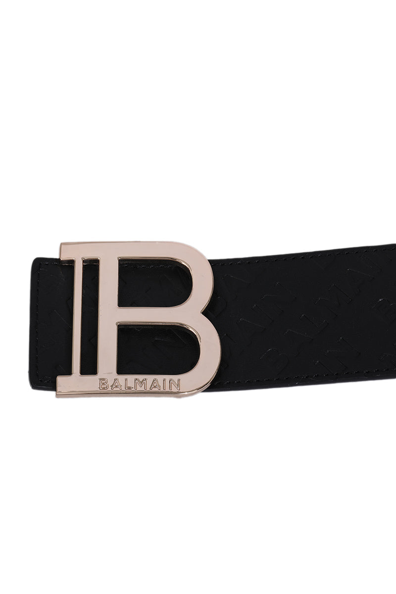 Balmain Logo Embossed Brown Belt