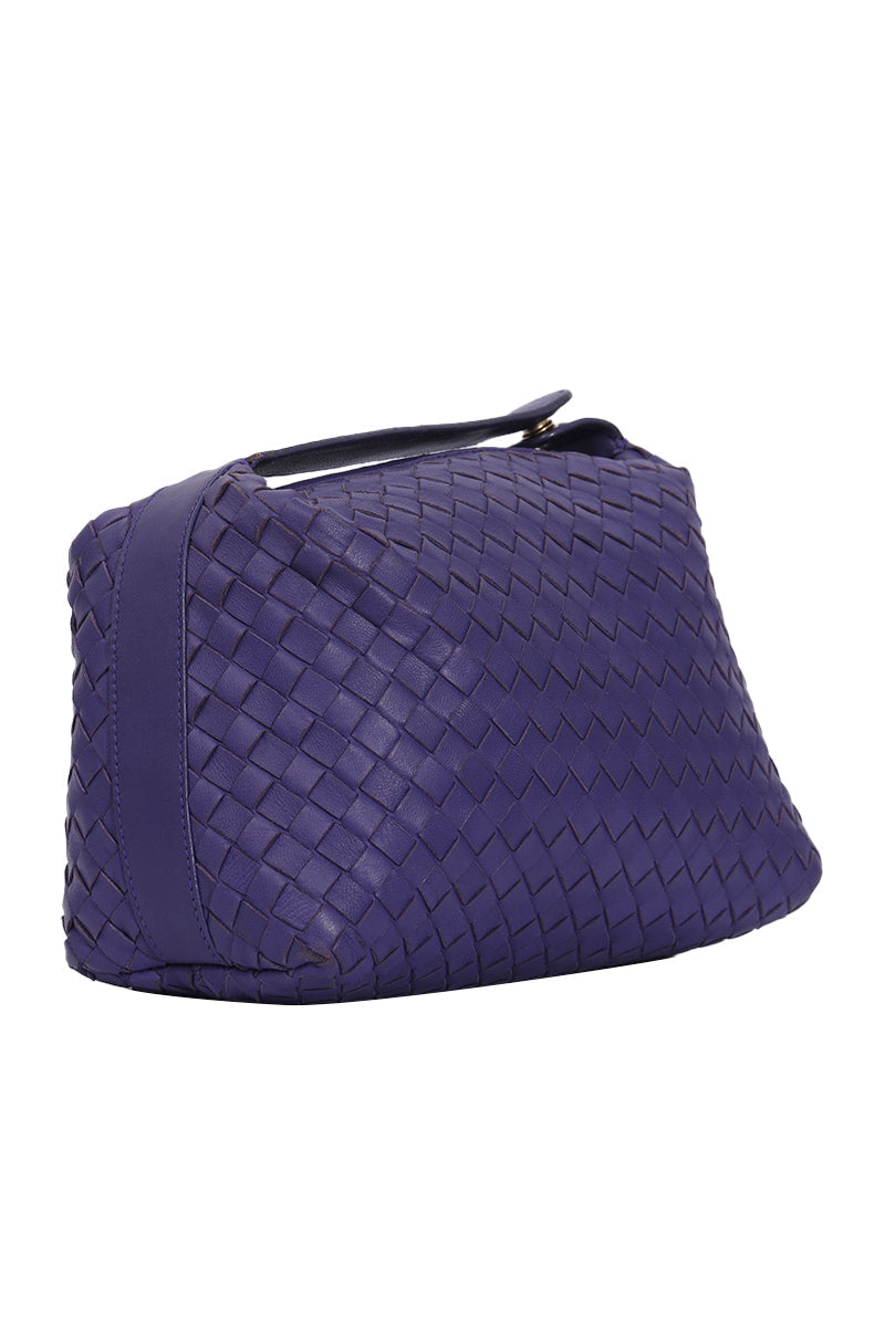 Bottega Veneta Intrecciato Purple Leather Mini Pochette Bag