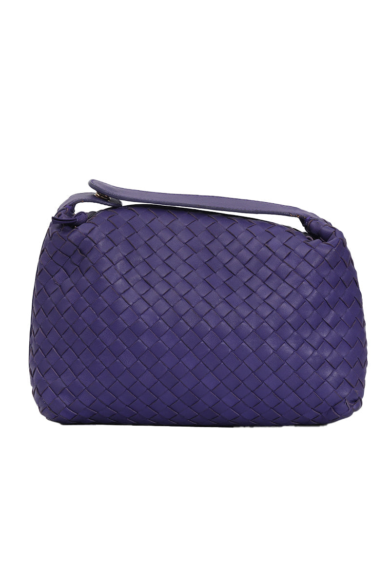 Bottega Veneta Intrecciato Purple Leather Mini Pochette Bag