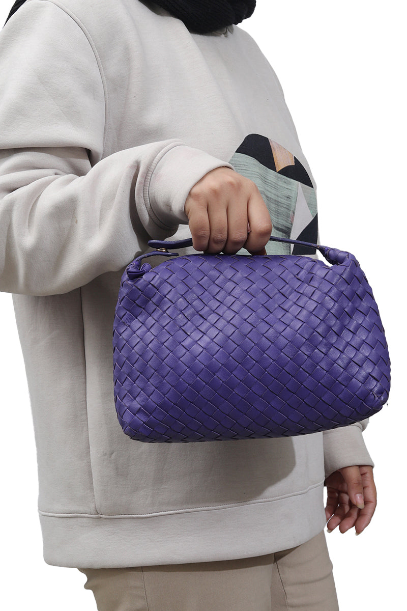 Bottega Veneta Intrecciato Purple Leather Mini Pochette Bag