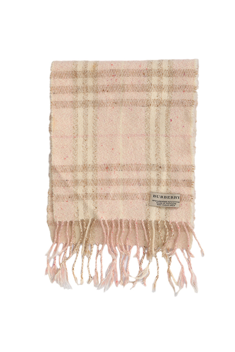 Burberry Baby Pink Cashmere Checks Scarf