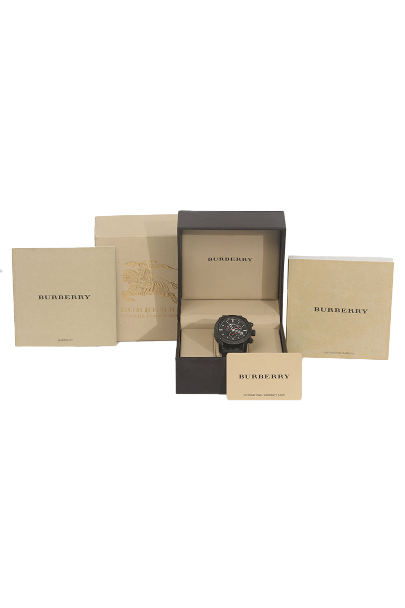 Burberry Sport Chronograph Black Dial 45 Mm Rubber Strap Watch