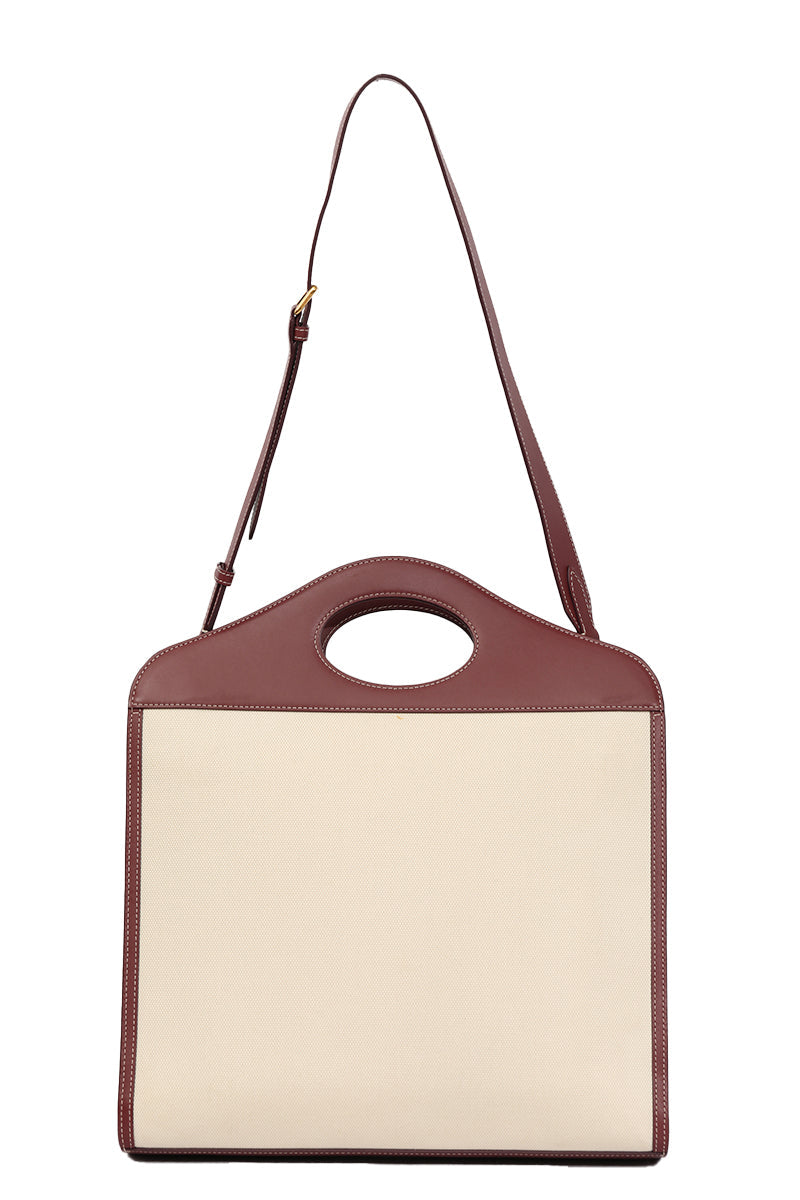 Burberry White/Brown Pocket Tote Bag