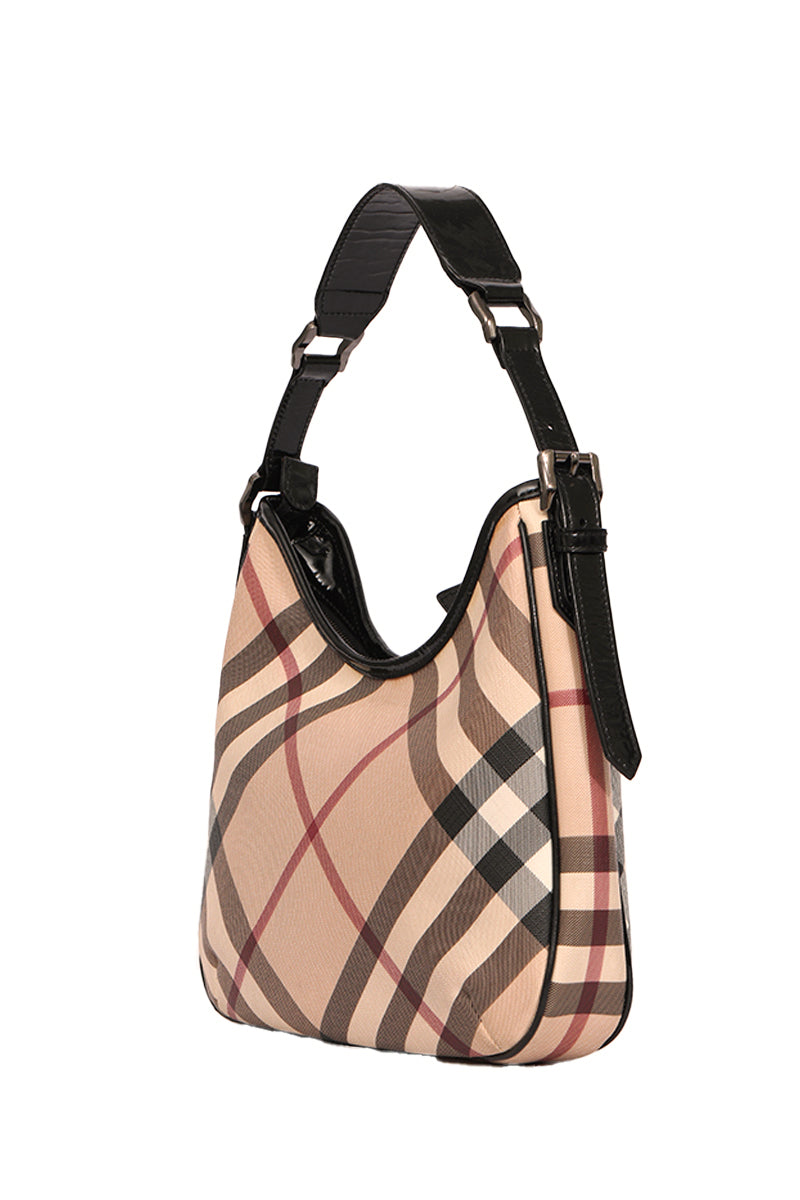 Burberry Coated Canavas Small Nova Check Barton Hobo