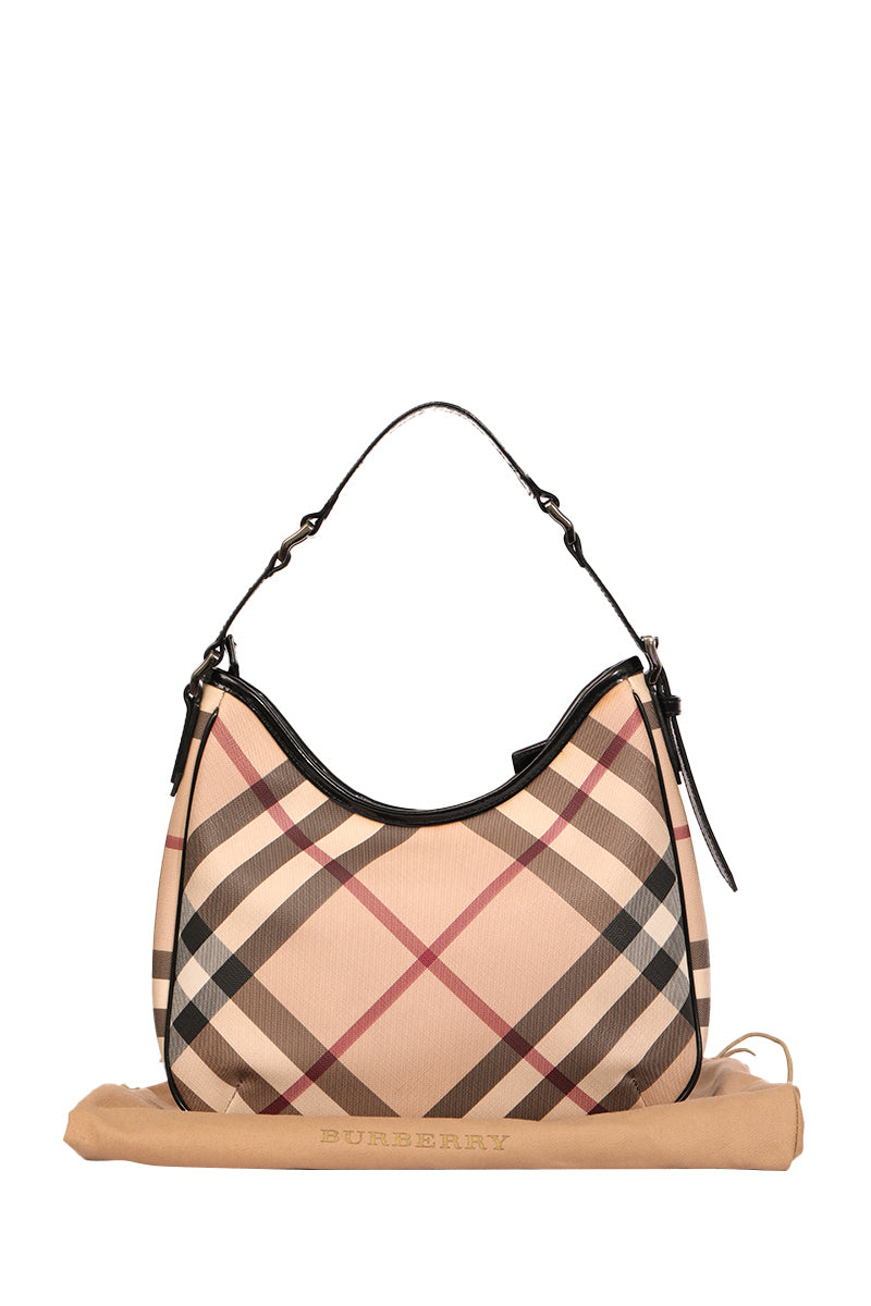 Burberry Coated Canavas Small Nova Check Barton Hobo