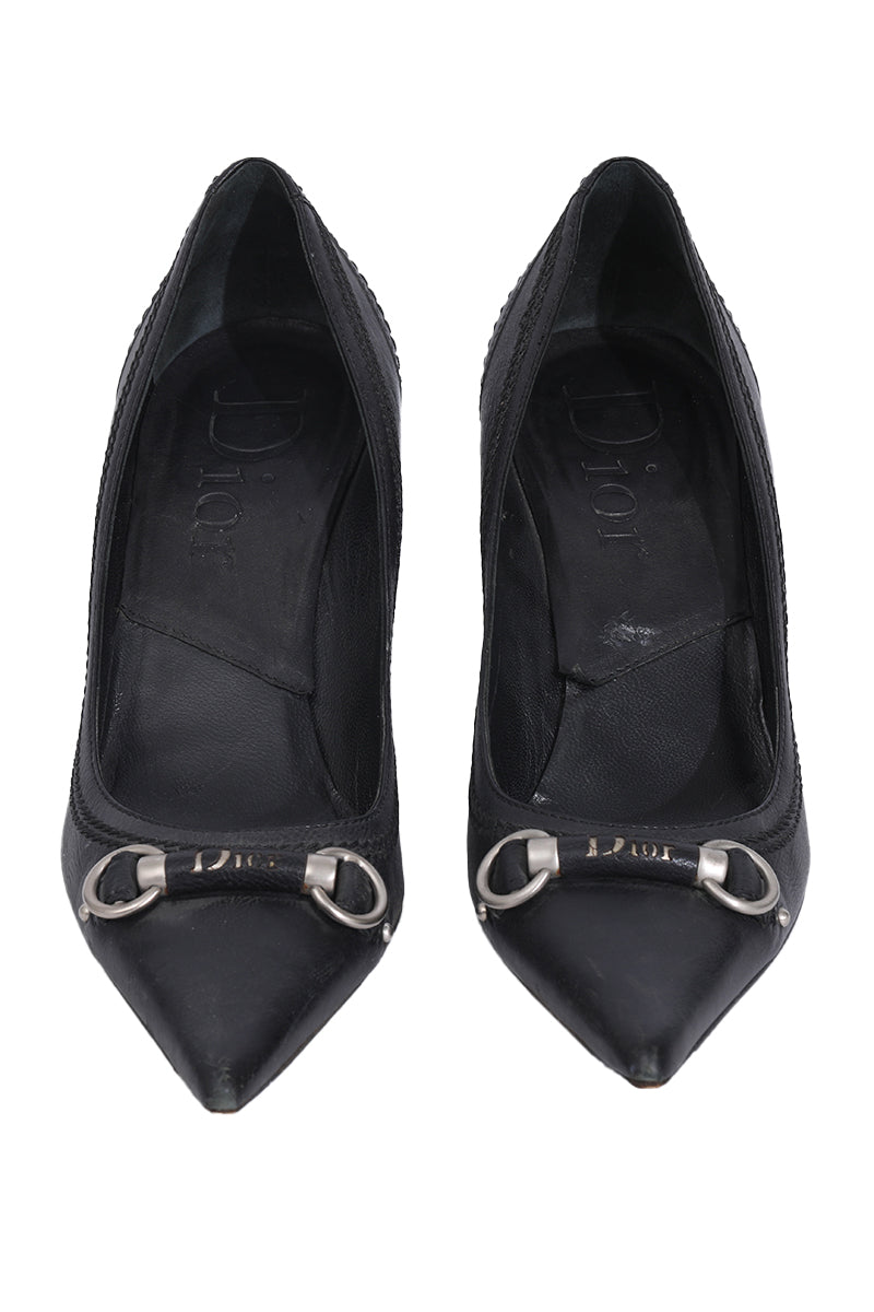 Christian Dior Leather Whipstitch Trim Pumps
