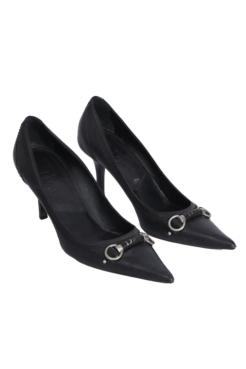 Christian Dior Leather Whipstitch Trim Pumps