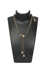 Chanel Leather And Pearl Necklace