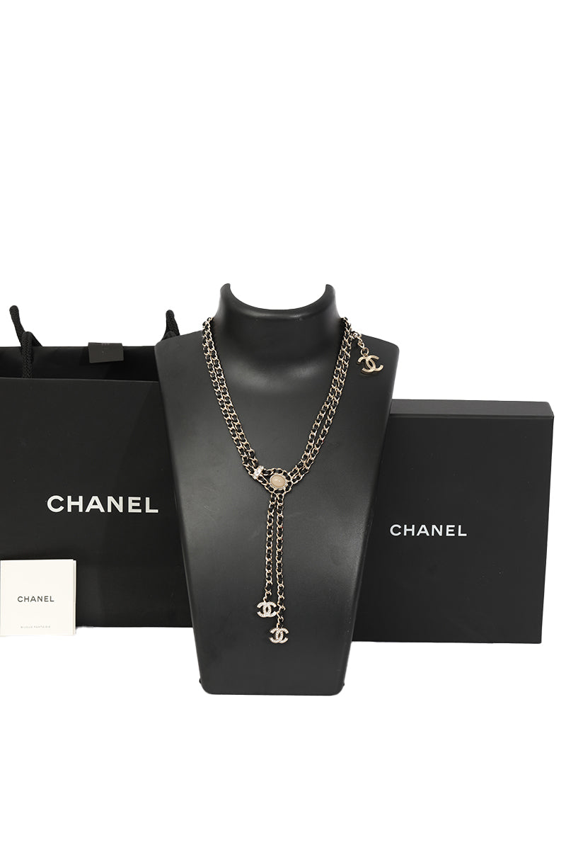Chanel Leather And Pearl Necklace