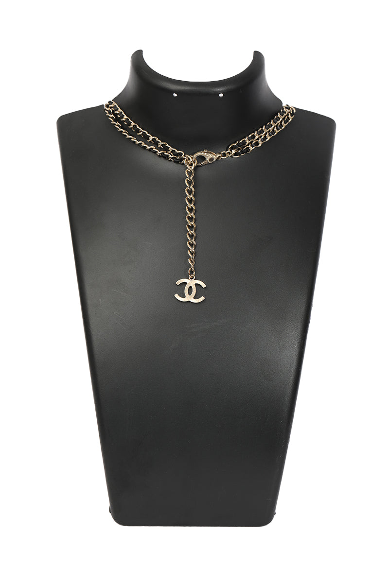 Chanel Leather And Pearl Necklace