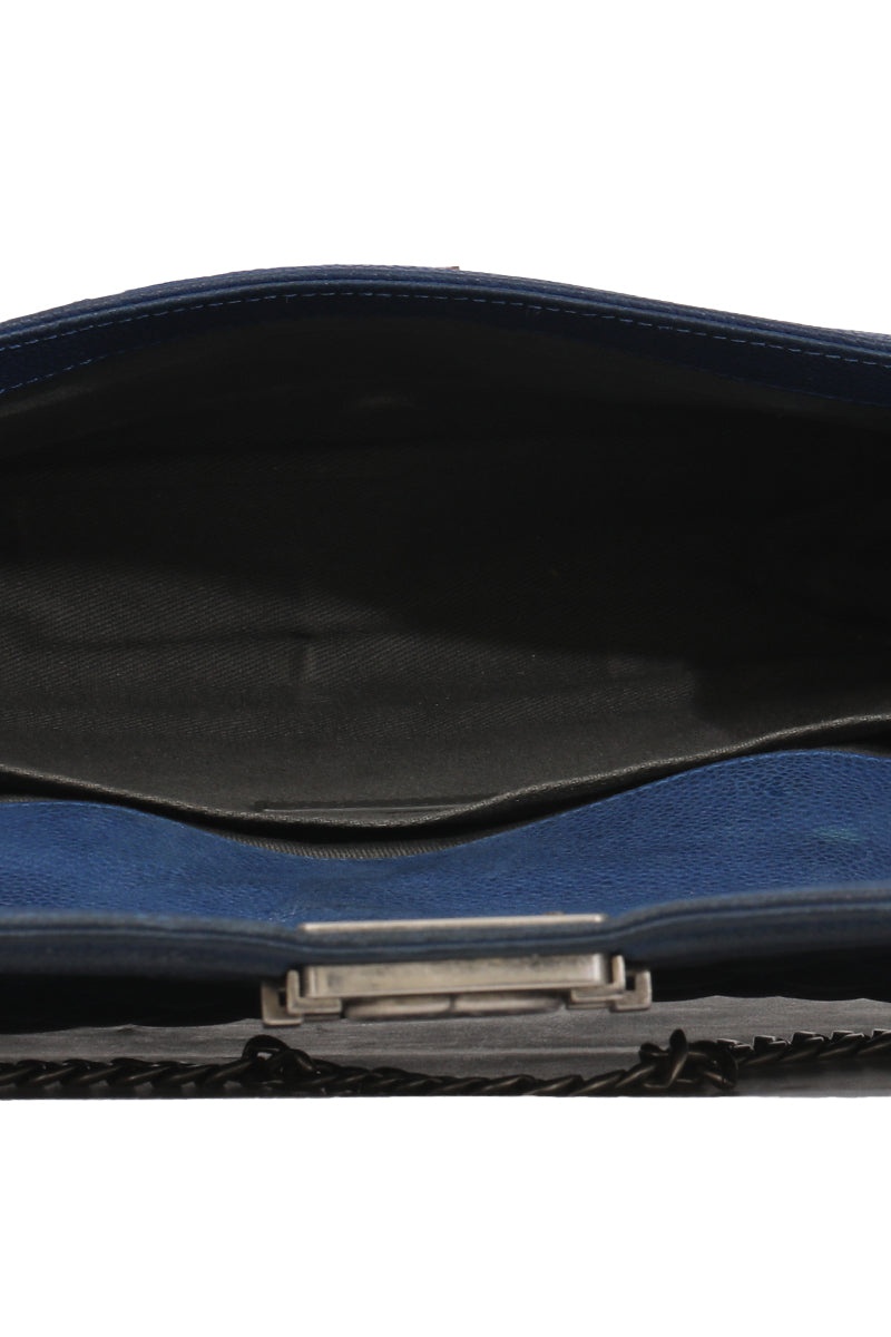 Chanel Navy Metallic Cavier Medium Boy Bag