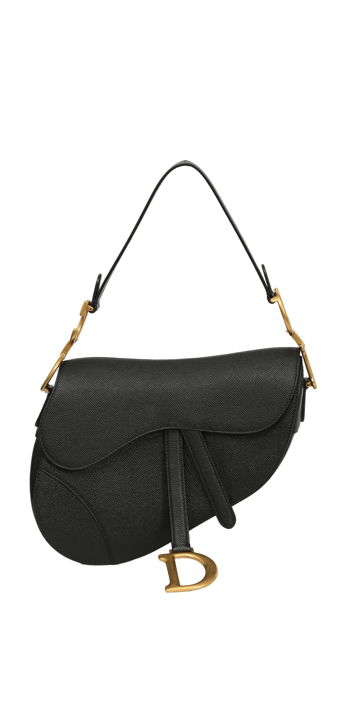 Christian Dior Black Grained Saddle Bag