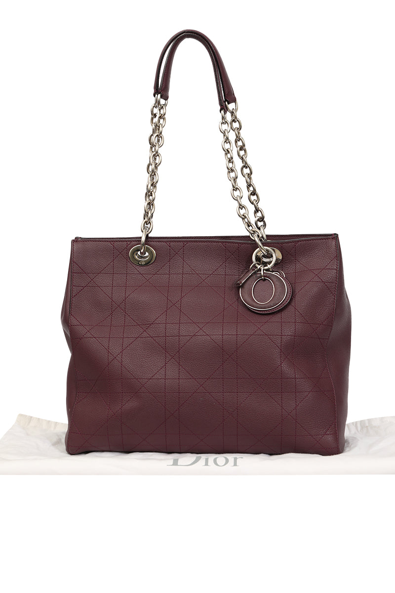 Christian Dior Cannage Burgundy Leather Tote Bag