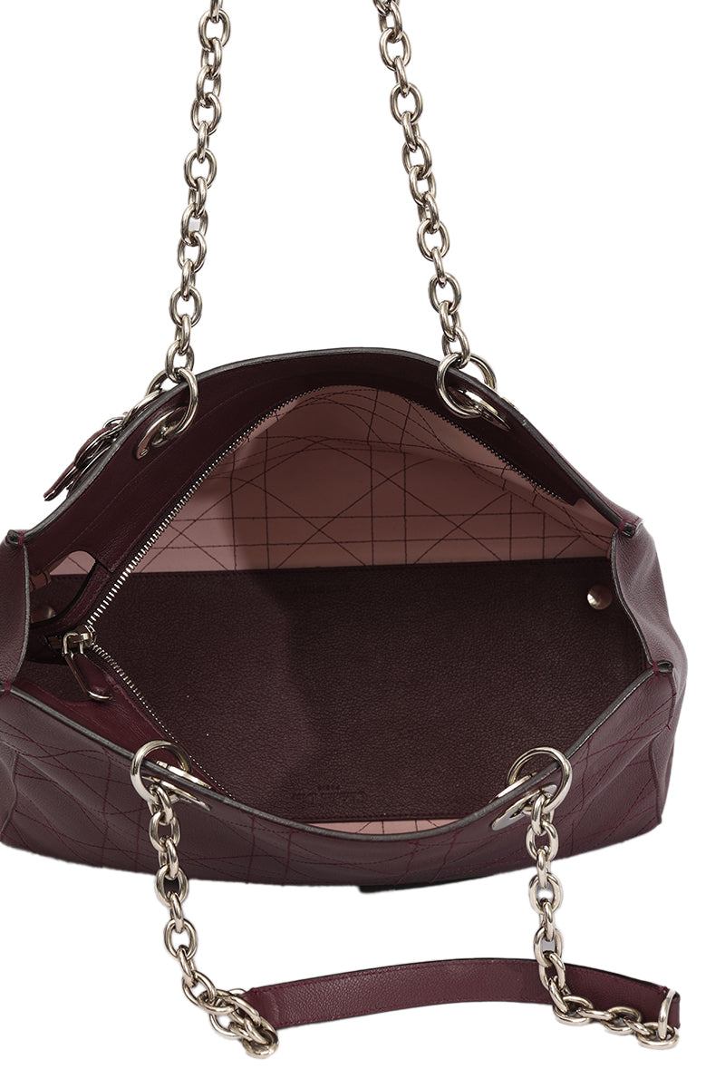Christian Dior Cannage Burgundy Leather Tote Bag