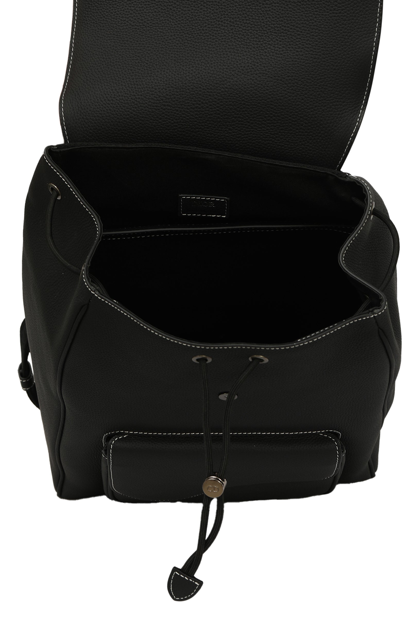 Christian Dior Grained Calfskin Saddle Drawstring Backpack