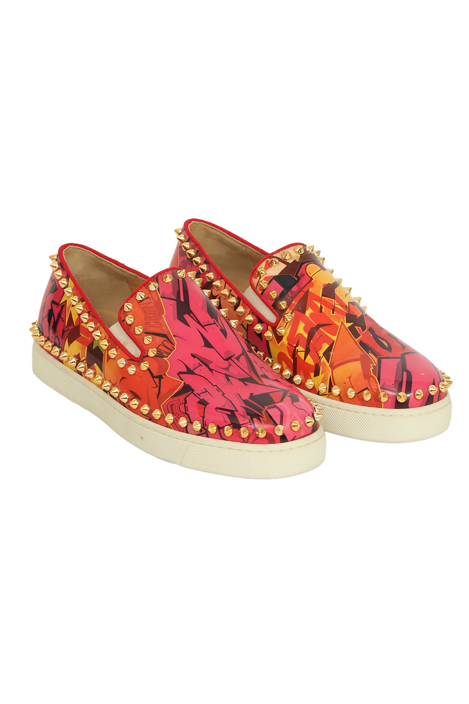 Christian Louboutin EU 36 Pink/Orange Spiked Loafers
