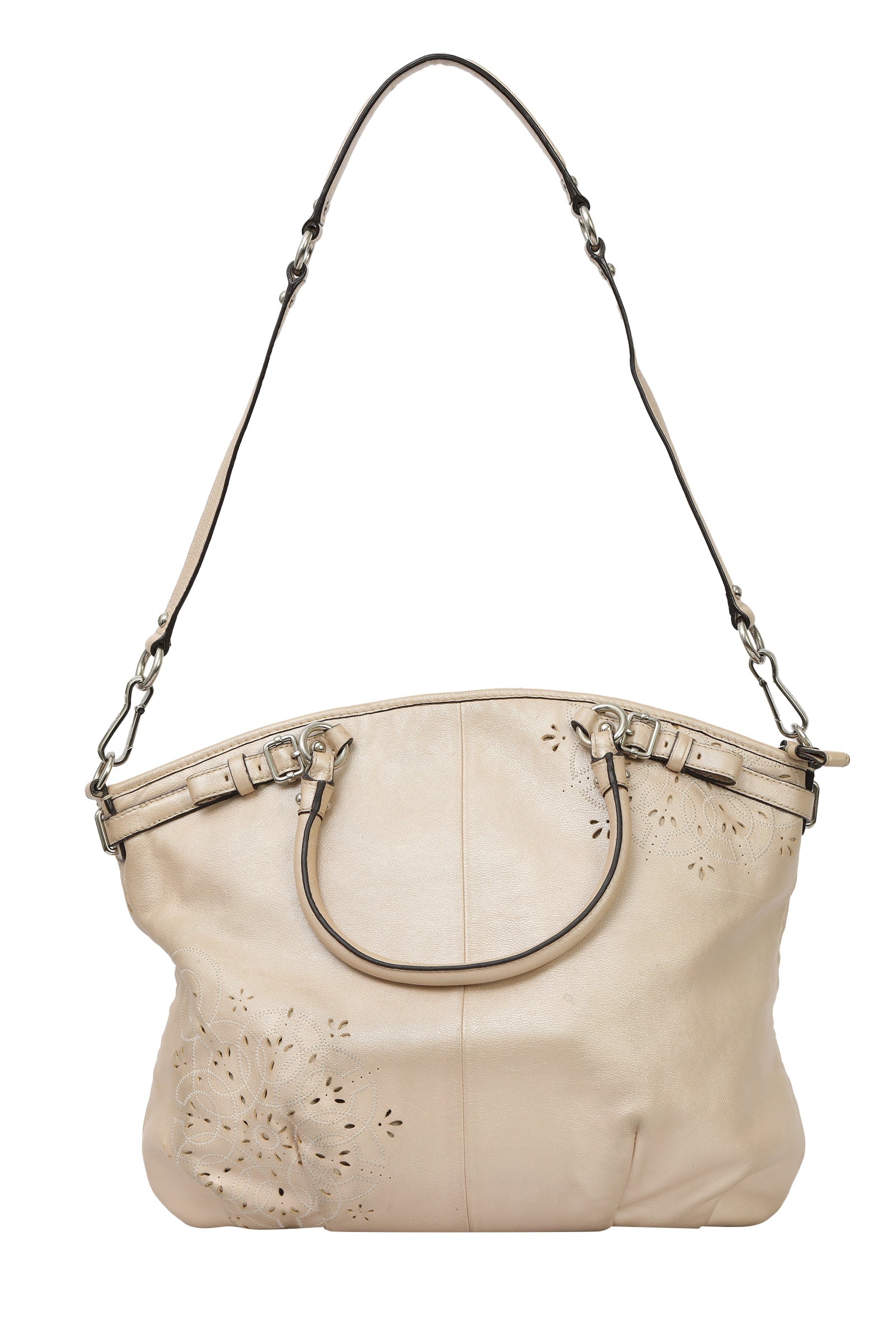 Coach Leather Floral Laser Cut Lindsey Satchel Bag