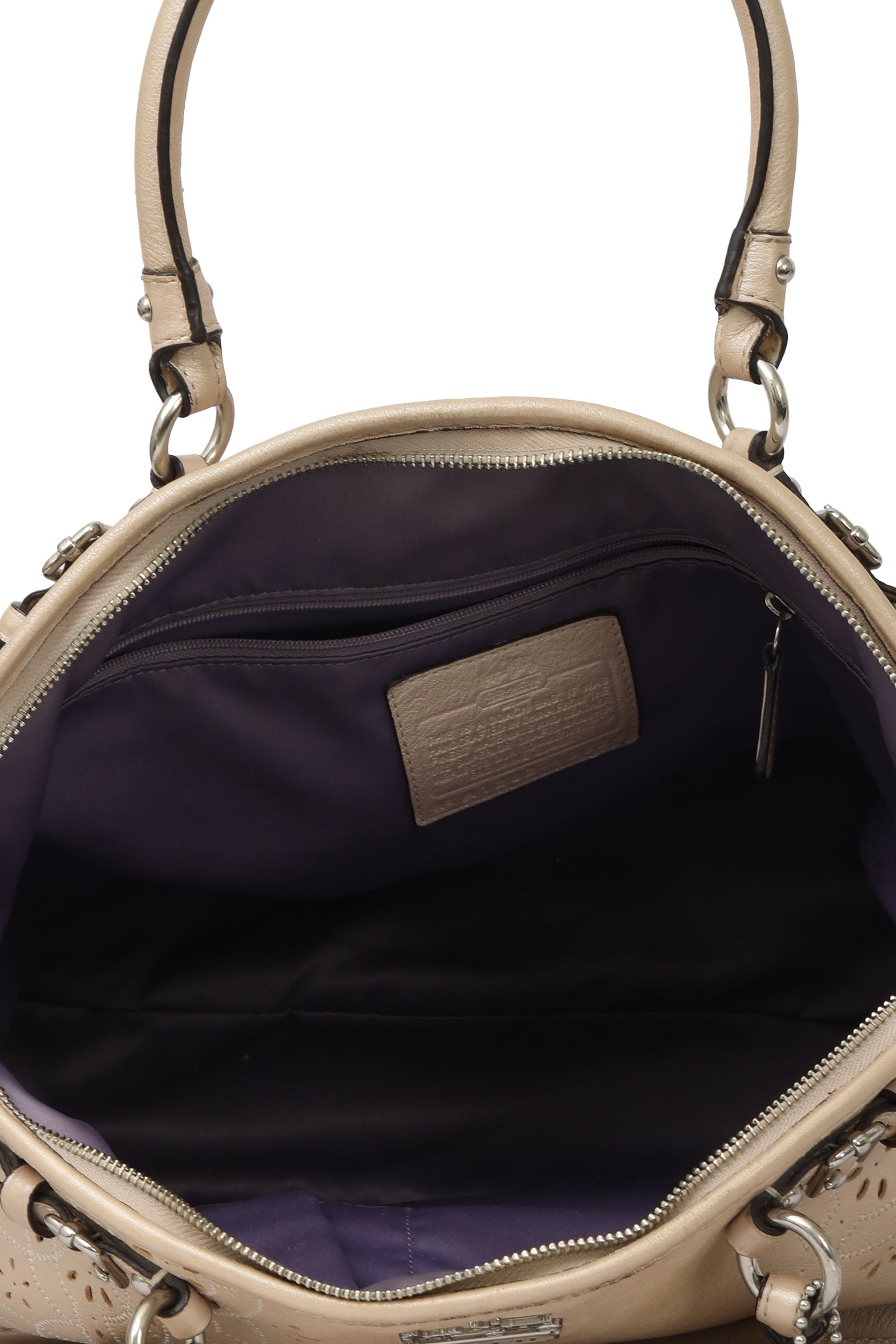 Coach Leather Floral Laser Cut Lindsey Satchel Bag