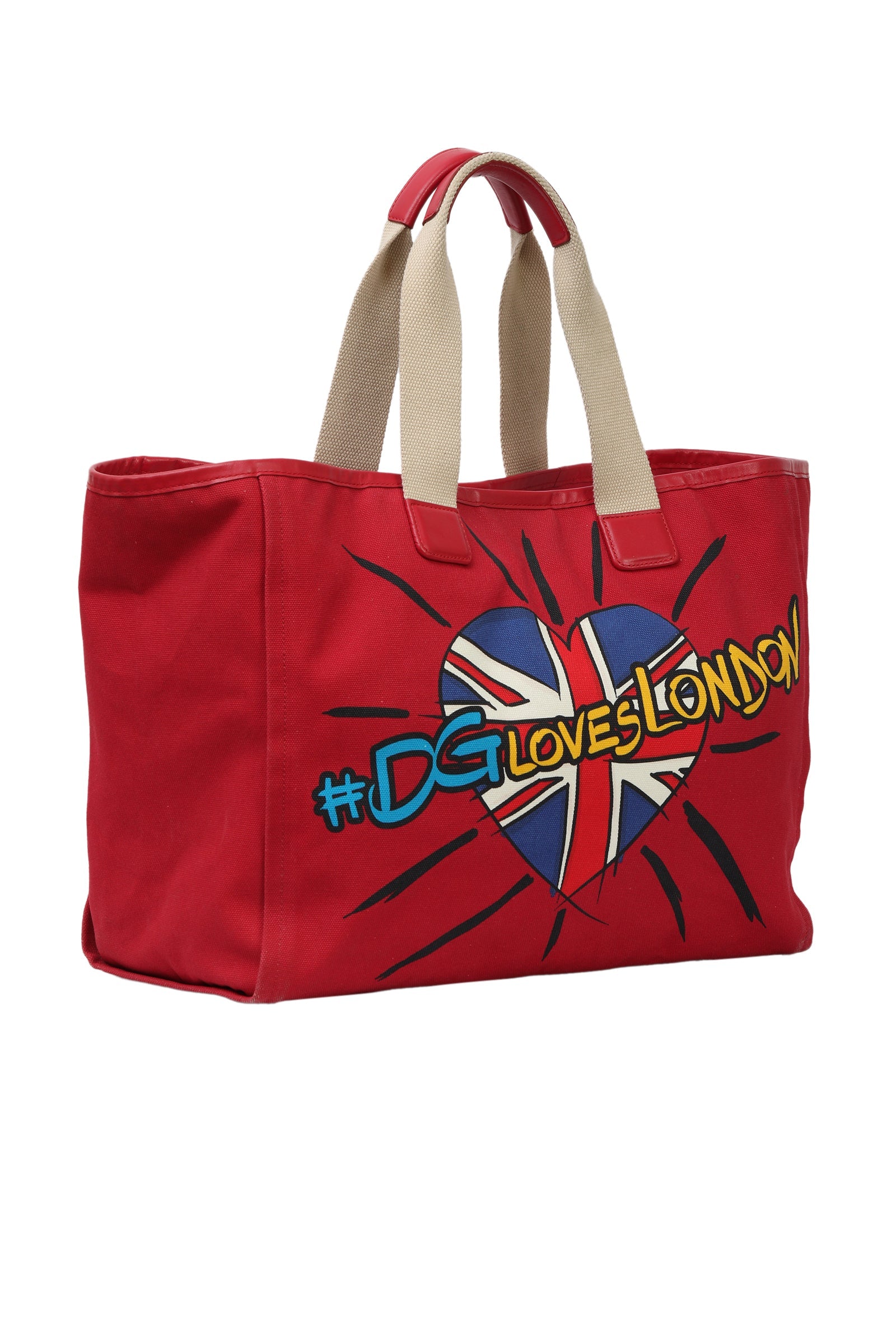 Dolce & Gabbana Red Canvas Tote Bag