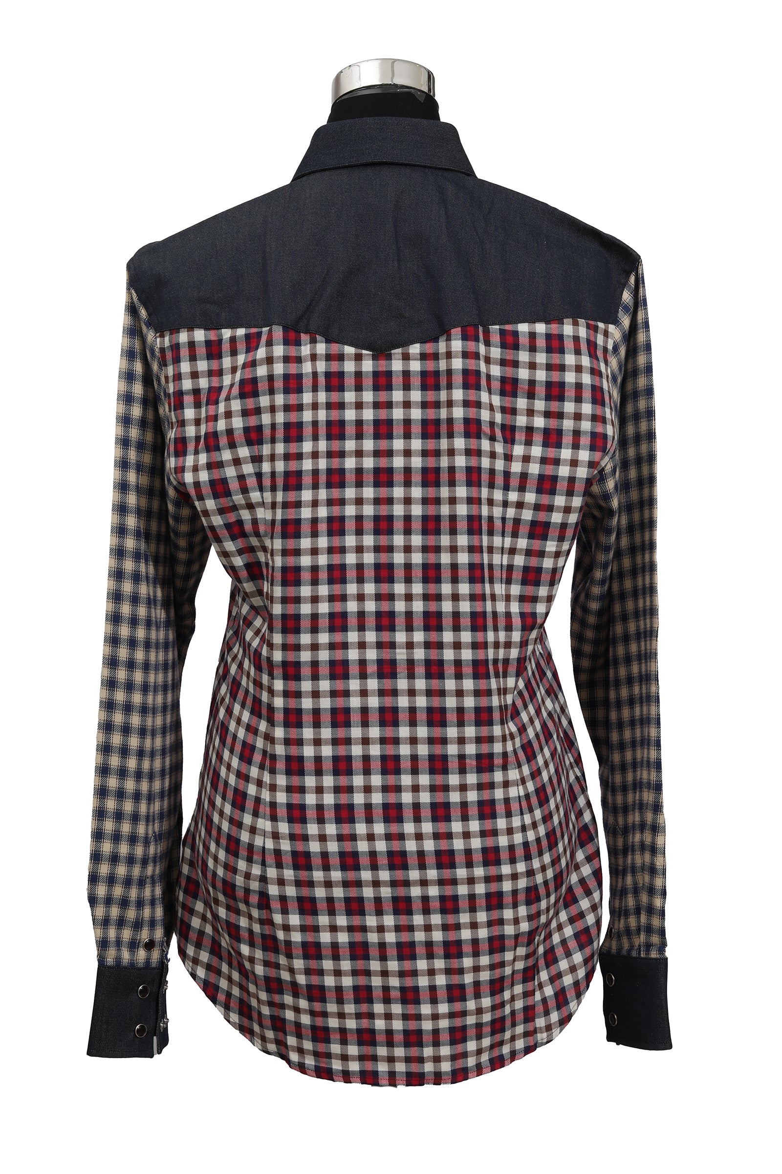 Dolce & Gabbana Size Mcheck Shirt With Denim Collar