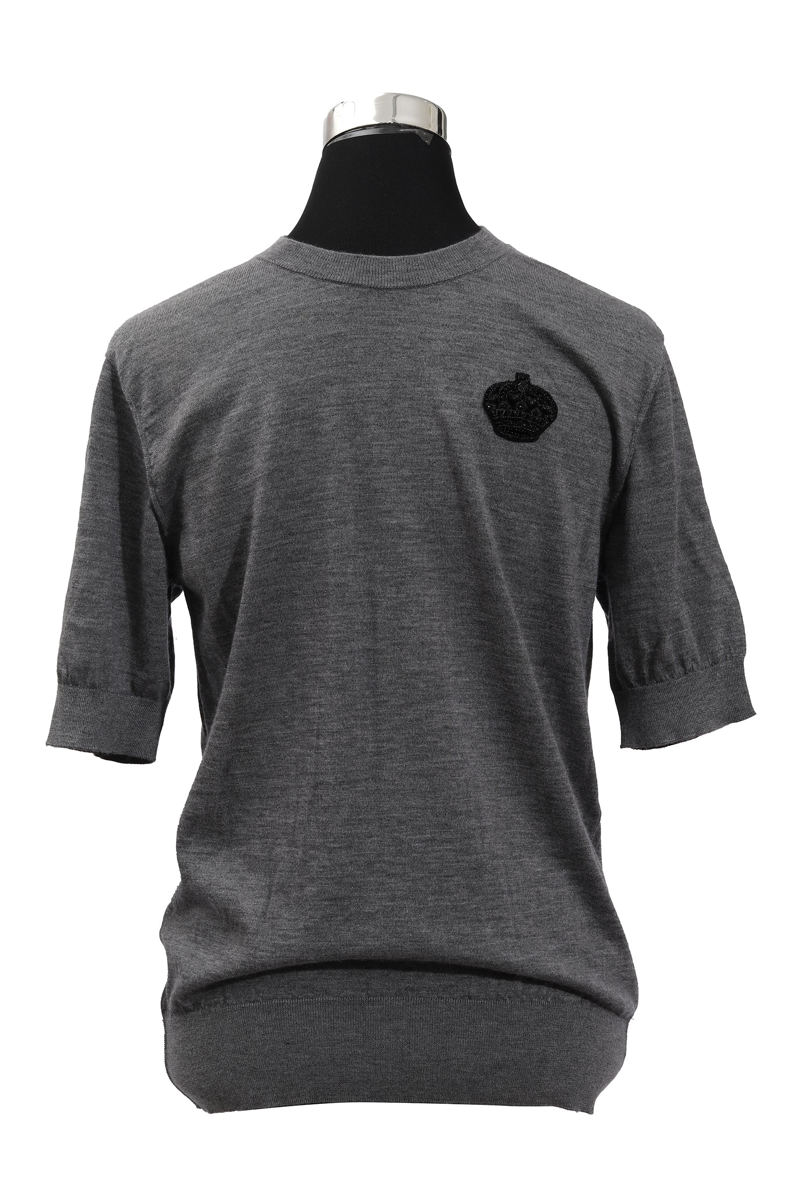 Dolce & Gabbana Size Xl Grey Cashmere Crown T-Shirt