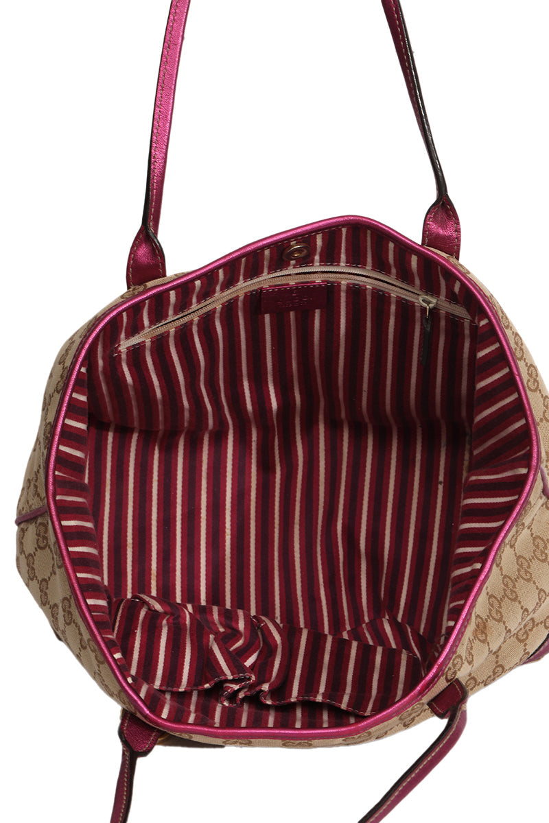 Gucci Canvas Britt Pink Tote Bag