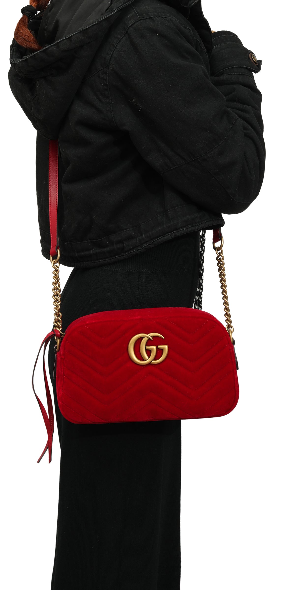Gucci Gg Marmont Small Camera Velvet Sling Bag