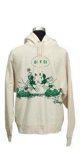 Gucci Size Xs Disney Mickey Minnie Printed Logo White Hoodie