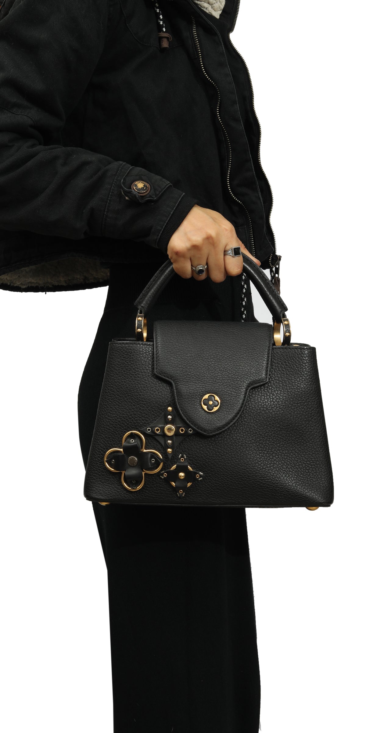 Louis Vuitton Black Taurillon Leather Mechanical Flower Capucines Bb Bag