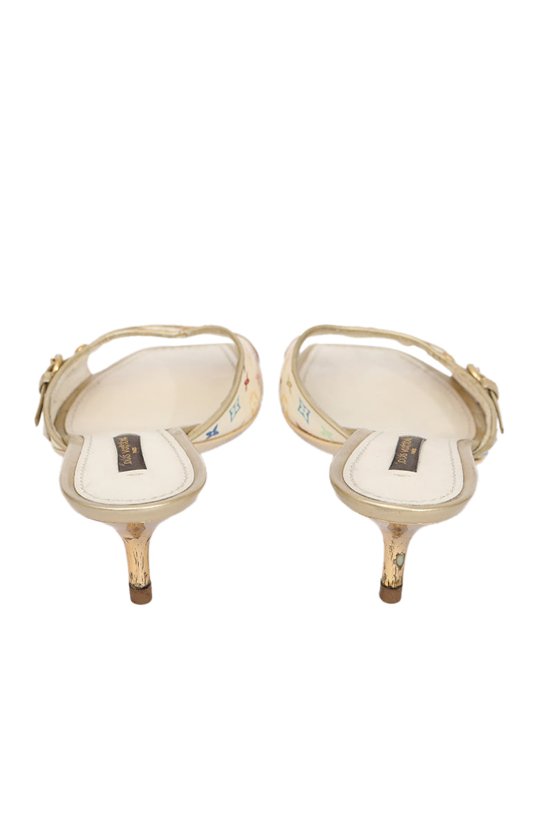 Louis Vuitton EU 37 Multicolor Monogram Kitten Heel