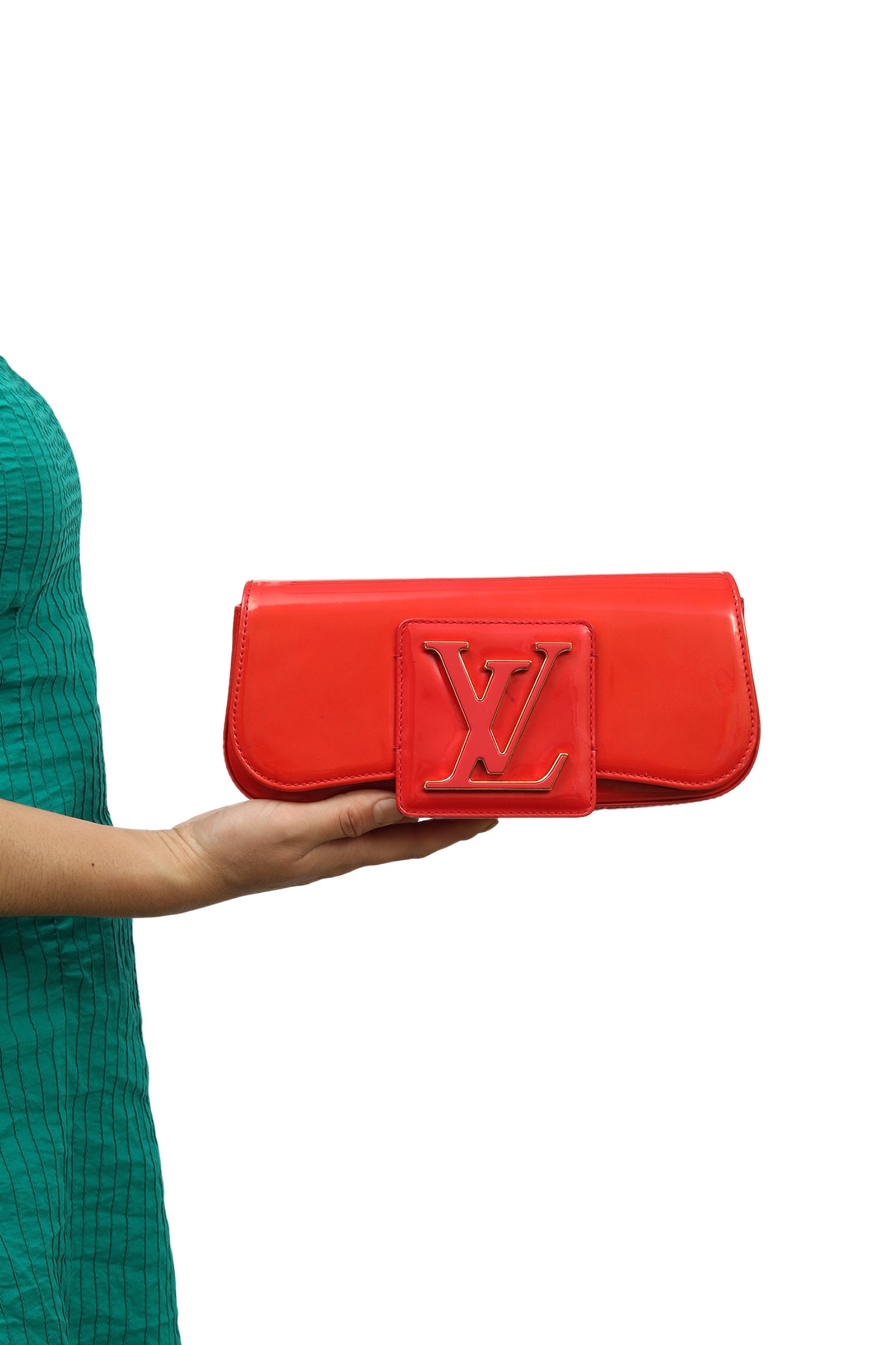 Louis Vuitton Sobe Red Patent Leather Clutch