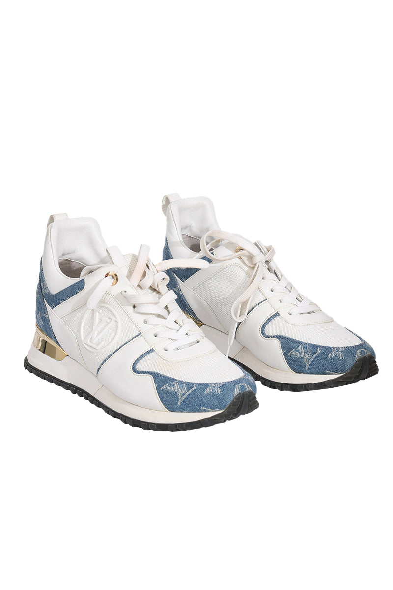 Louis Vuitton White Mesh Fabric And Blue Denim Runners