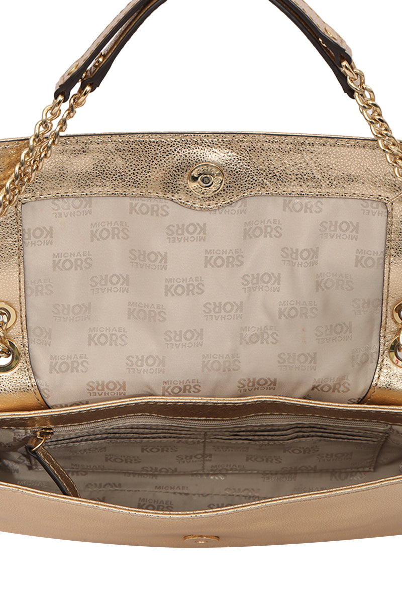 Michael Kors Gold Leather Fulton Shoulder Bag Rt175-10