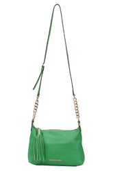 Michael Kors Green Leather Bedford Tassel Crossbody Bag