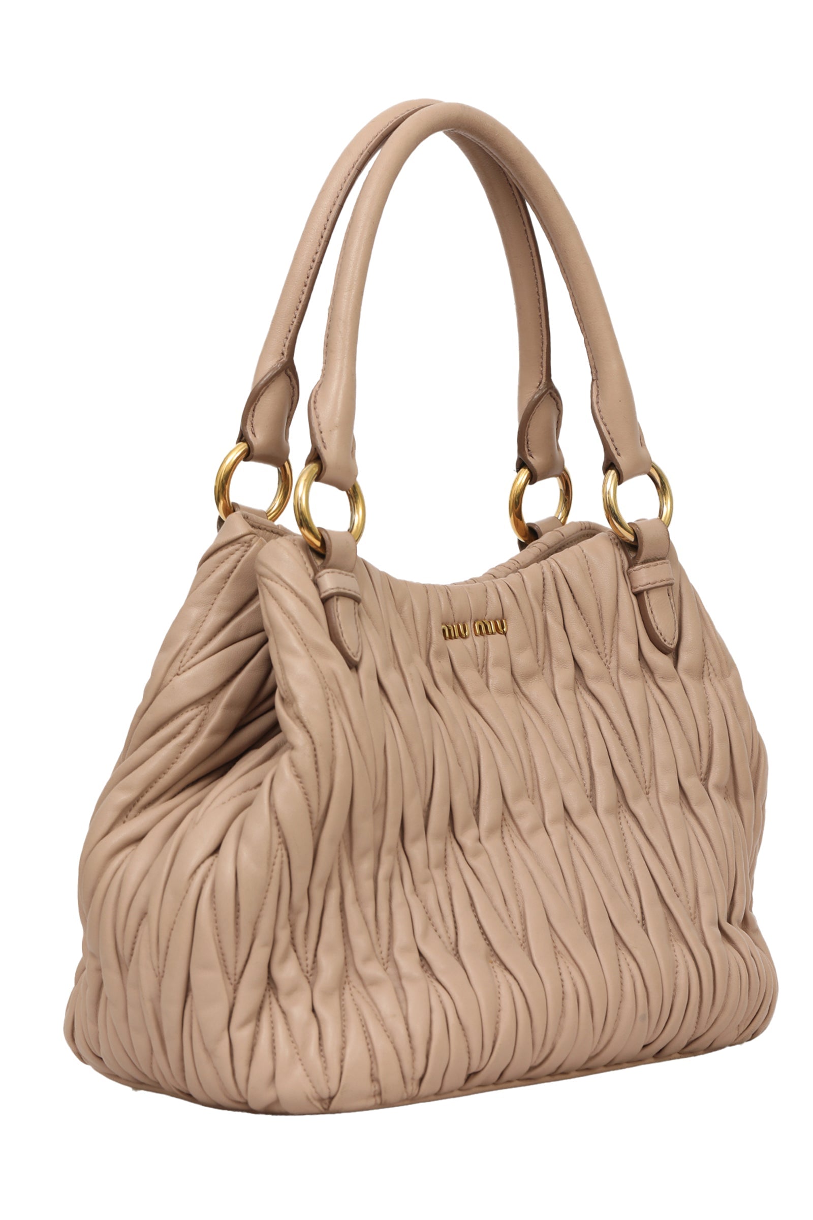 Miu Miu Nappa Matelasse Cammeo Leather Tote Bag