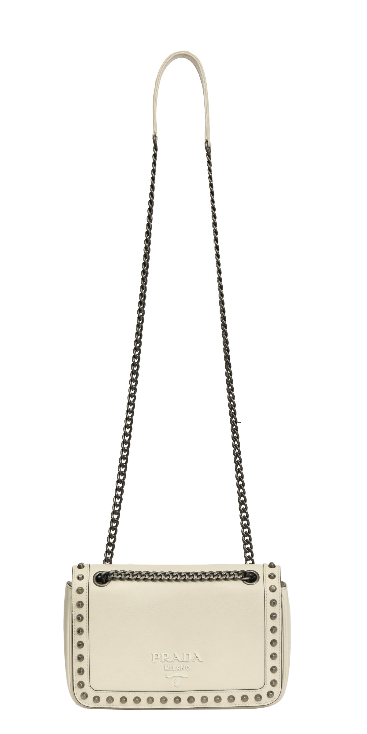 Prada White Studded Sling Bag