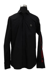 Philipp Plein Size Xl Red Logo Shoulder Black Shirt