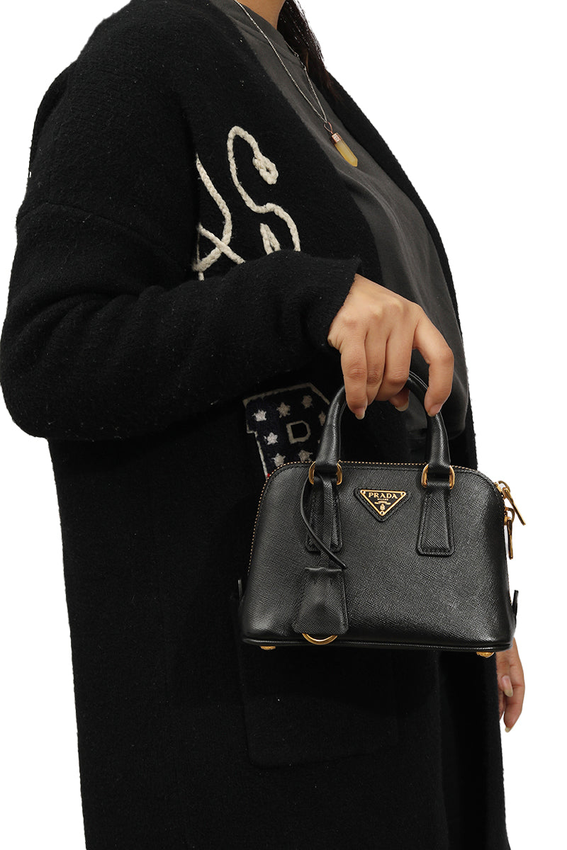 Prada Saffiano Mini Promenade Black Bag