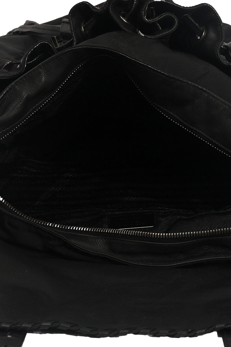 Prada Tessuto Black Flap Shoulder Bag