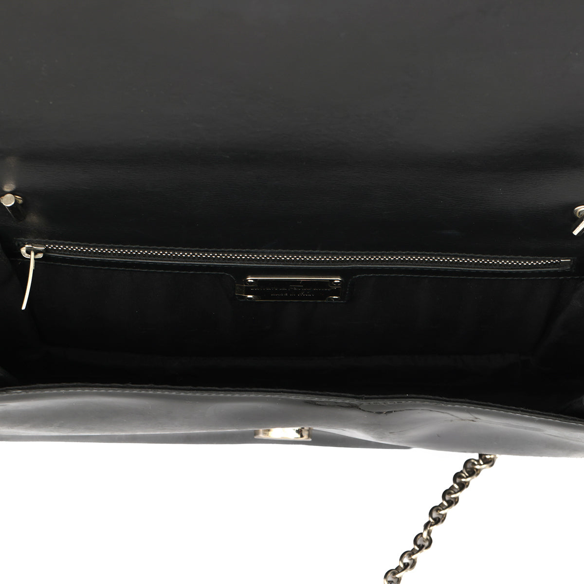 SALVATORE FERRAGAMO PATENT LEATHER VARA BOW BAG