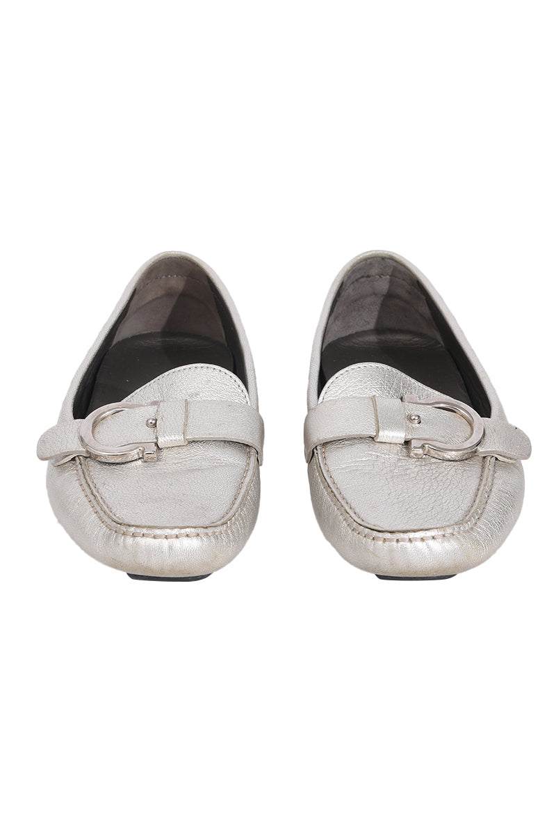 Salvatore Ferragamo Silver Loafers