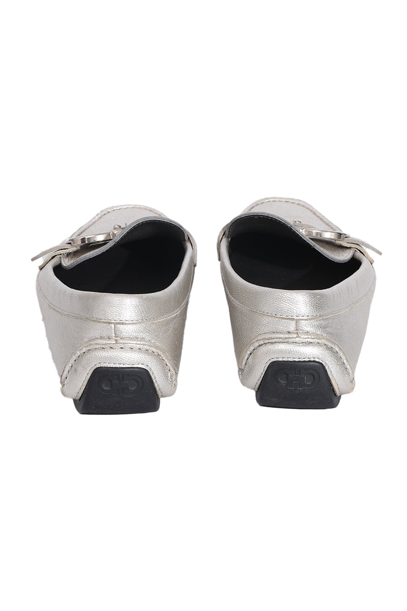 Salvatore Ferragamo Silver Loafers